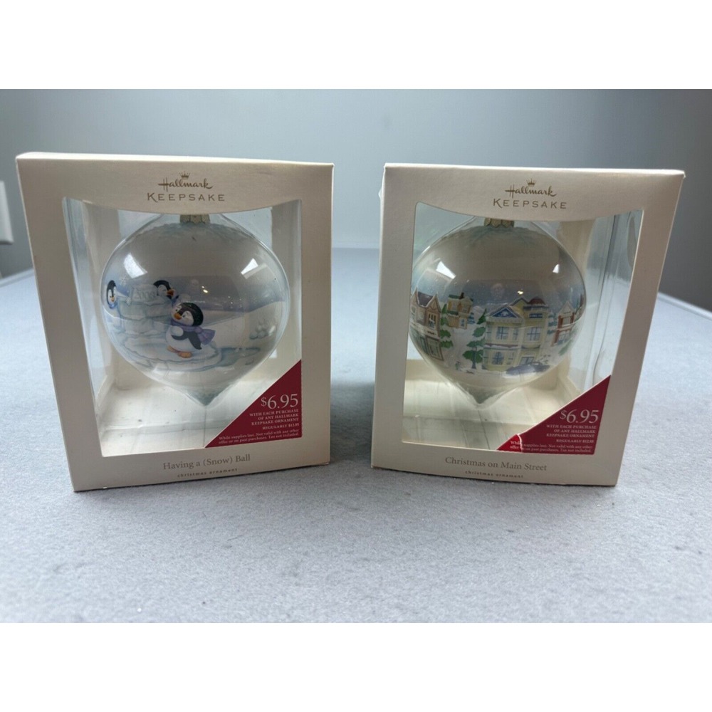 2008 Hallmark Keepsake Snowball Ceramic Christmas Ornaments Lot Of 2‎ New